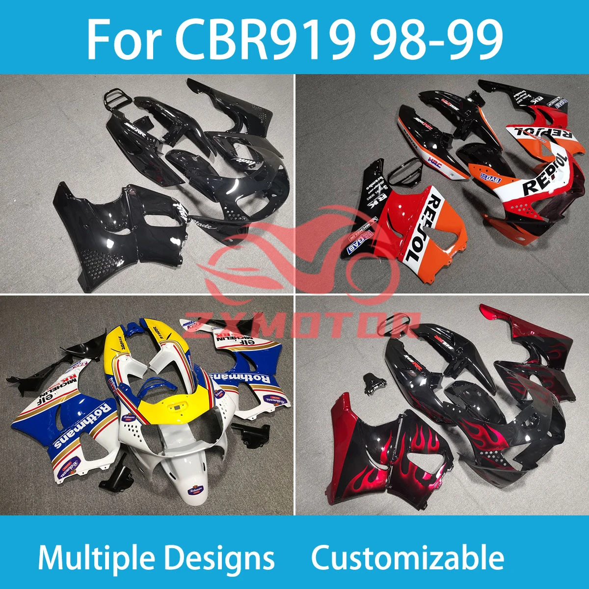 ABS Plastic Fairings CBR919RR 98 99 Racing Motorcycle Body Parts Set Fairing Kit for Honda CBR900RR 1998 1999