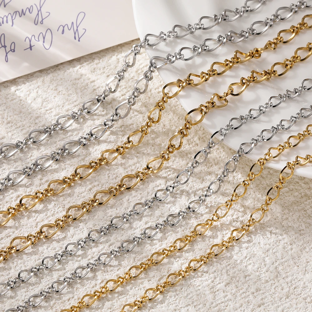 

1Meter/Pack Stainless Steel Heavy Chunky Frosted Oval Link Chains for DIY Necklace Bracelet Jewelry Making Accessories