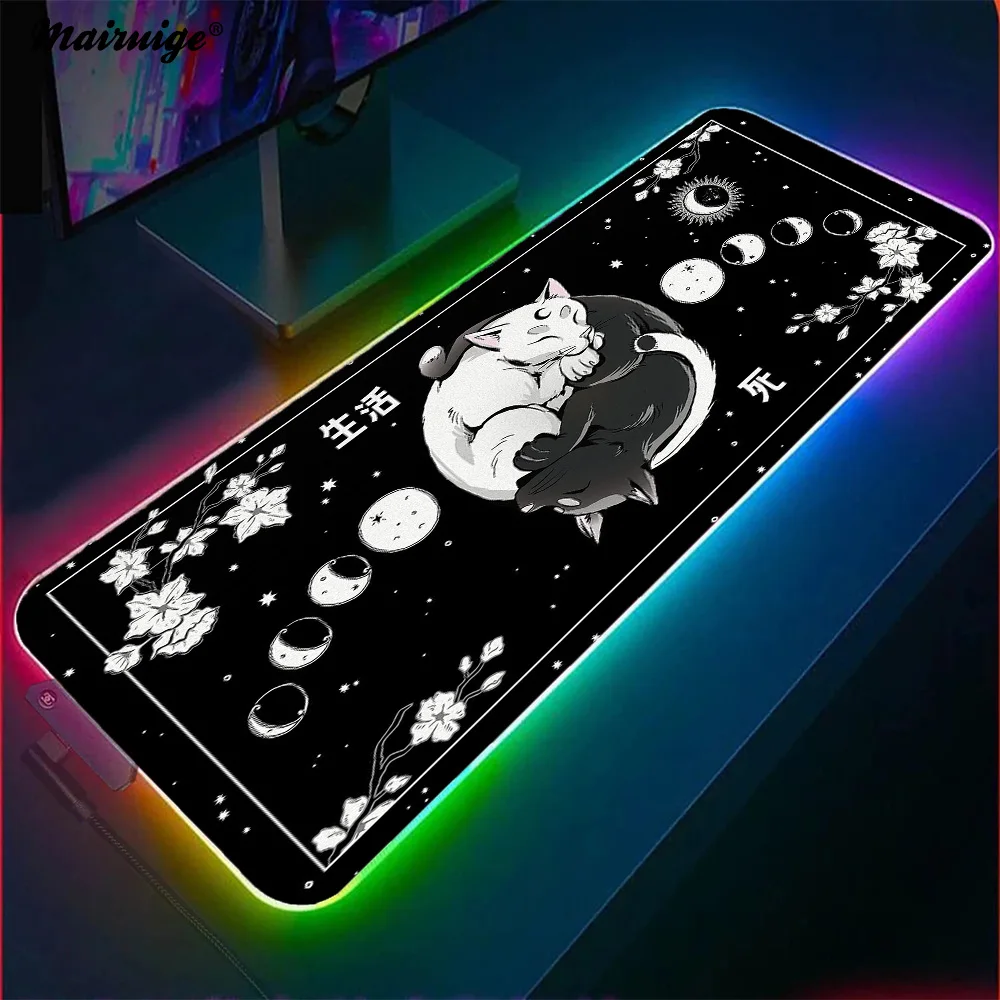 Yin Yang Cats Big Mousepepad Table Computer Carpet for Mouse Keyboard Mat Cute Mouse Pad Playmat Surface for The Mouse Desk Pad