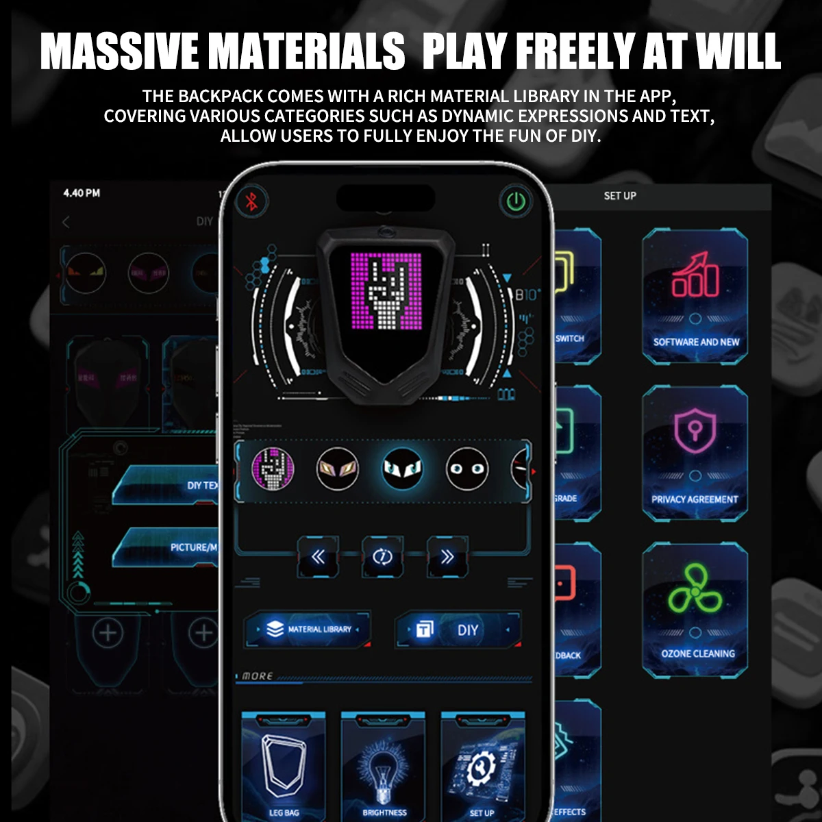 Motorcycle LED Screen Display Leg Bag Drop Leg Side Bag Waterproof Ride Cycling Biker Waist Bag APP Control Pattern Fanny Pack