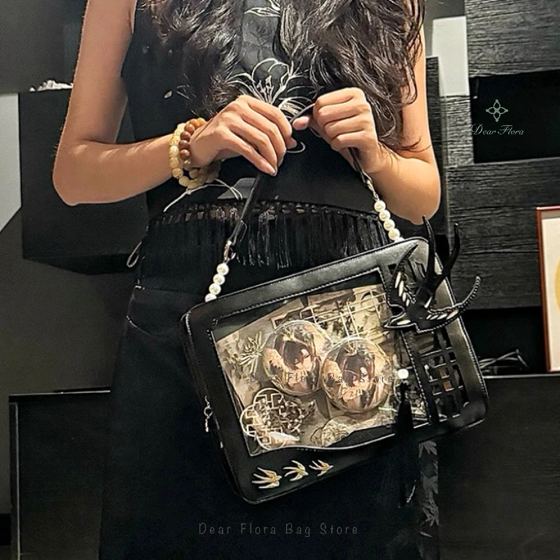 

Y2K New Original Design Ita Shoulder Bags Cute Girl Transparent Crossbody Bags Women Fashion Swallow Tassel DIY Display Handbags