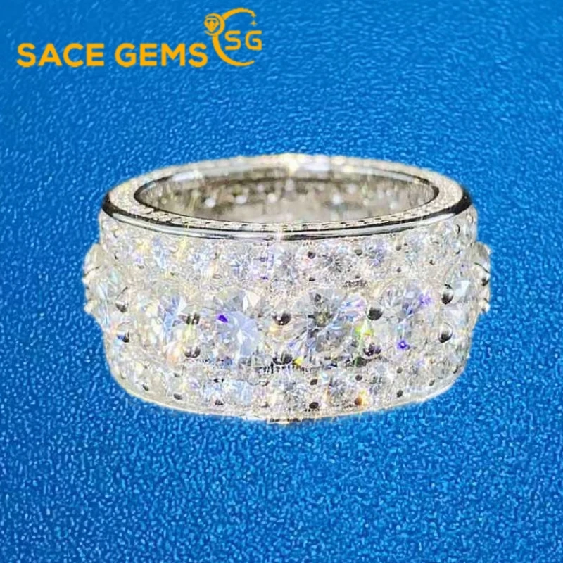 

SACE GEMS GRA Certified D Color Full Moissanite Ring for Women Men S925 Sterling Silver Wedding Diamond Luxury Fine Jewelry