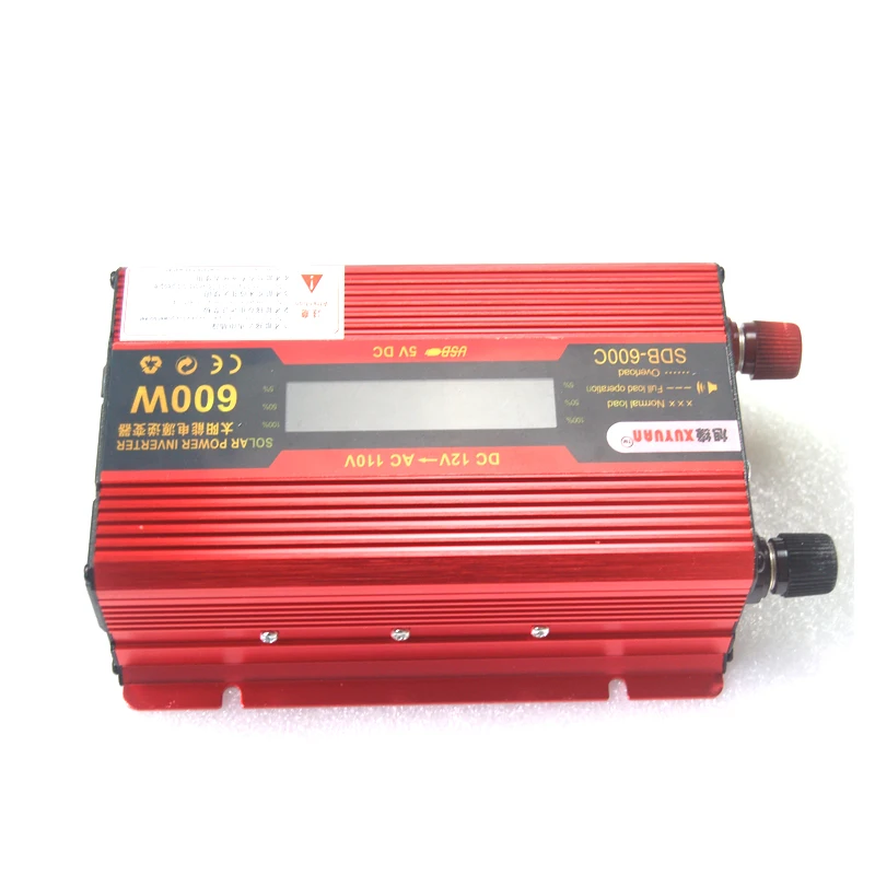 1pc  Red Solar Car Power Inverter DC 12v Auto Switch AC 110V USB Japan U.S Converter Socket Smart