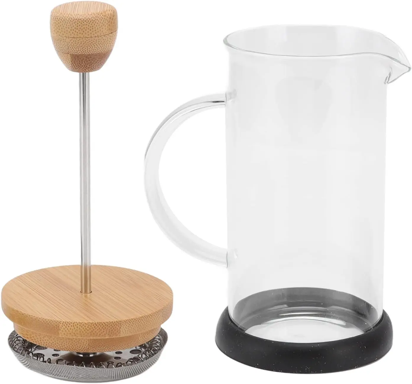 Cafetera y tetera, vidrio de acero inoxidable, filtro de elaboración manual resistente al calor, cafetera de té de alto borosilicato (pequeña)