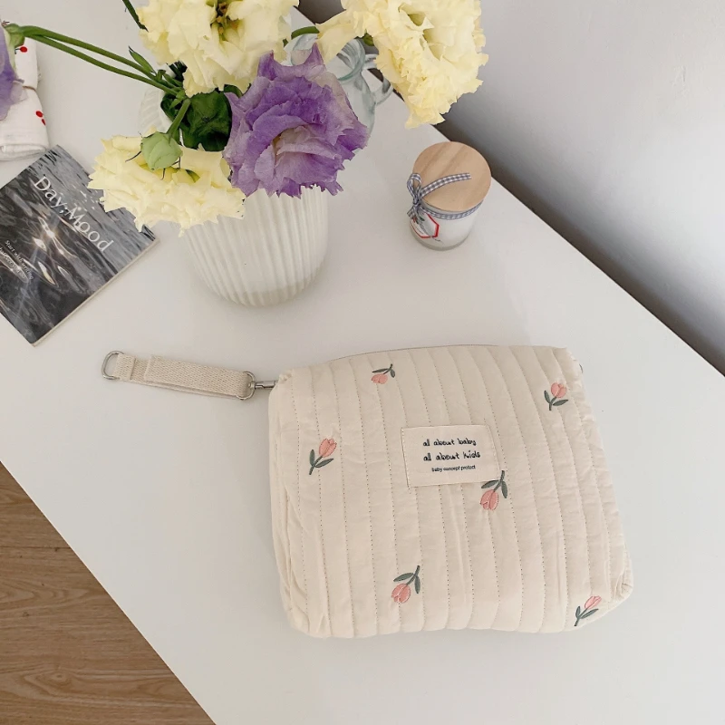 Embroidered Baby Cotton Handcart Hanging Bag Mommy Bag Storage Makeup Handbag