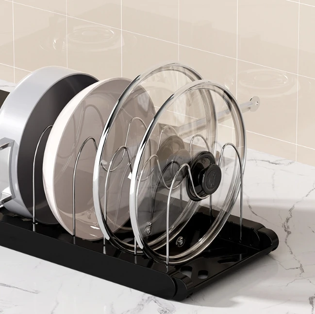 Single-Tier Expandable  Kitchen Storage Rack Organizer Cabinet for Pots Pots Lid Dinnerware Single Tier Kitchen Holder