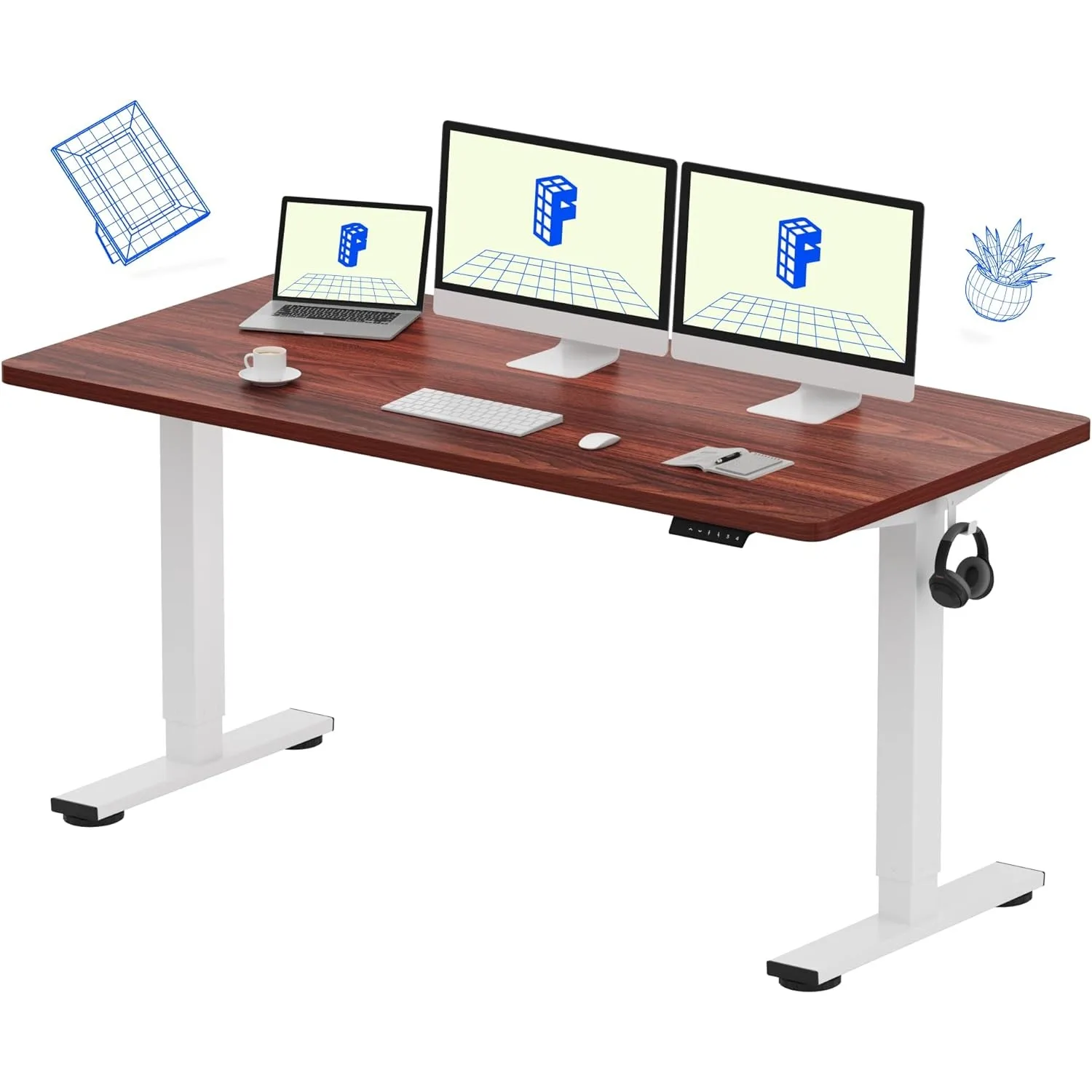 

One Piece Standing Desk, 60" x 24" Large Height Adjustable Desk, Electric Sit Stand Desk Home Office Table Standing Desk