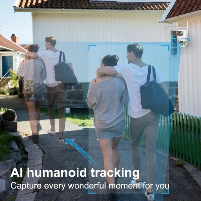1080P Dual LensOutdoor HD WiFi Camera Humanoid Tracking Two Way Audio Color Night Vision Surveillance Camera Security Protection