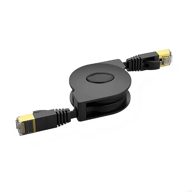 Portable Ethernet Cable 2m CAT6 RJ45 Pull-Out Cord, Storage Case Flat Internet Cable for Travel Office Desk and Laptop K1KF