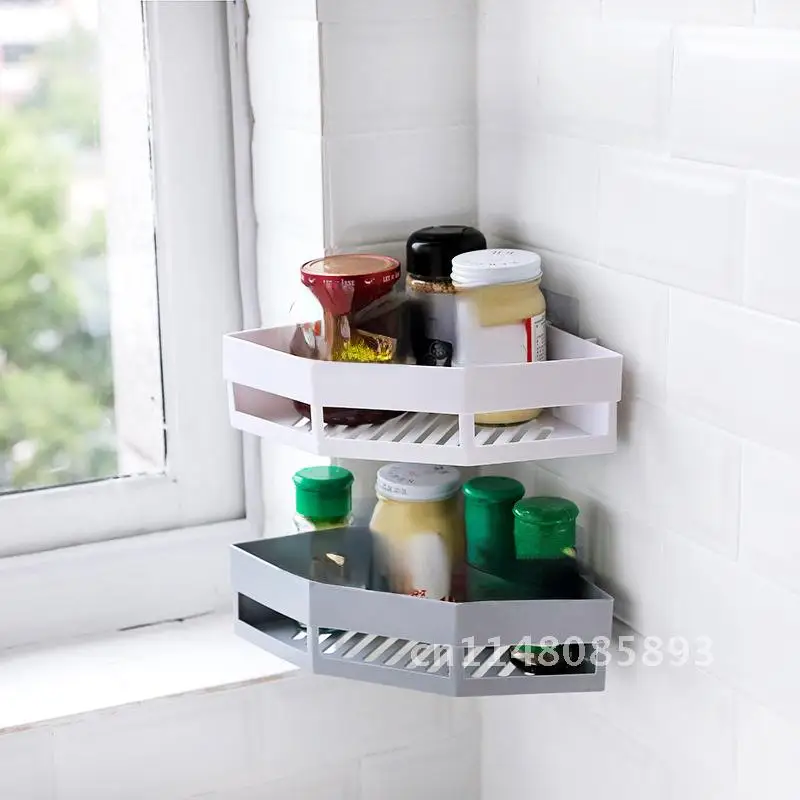 Bathroom Corner Shower Suction Shelf Wall Storage Basket  Shampoo Tray Soap Box Holder Kitchen Sponge Rack Household Accessories