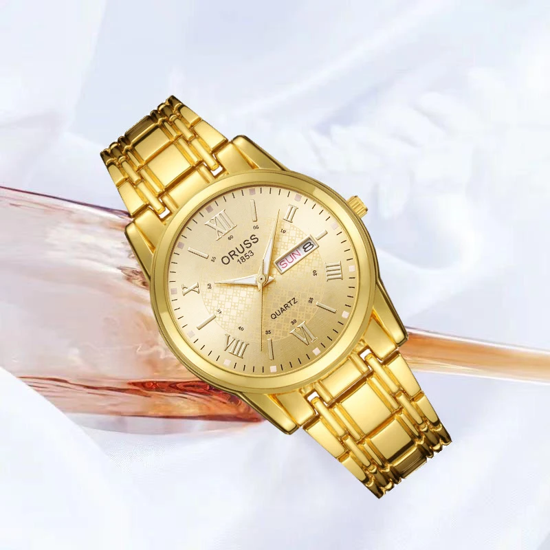 Hochwertige, atmosphärische, hochwertige Uhr, Persönlichkeit, Modetrend, klassischer Doppelkalender, langlebiger Trend, hübsche Uhr mit Stahlarmband