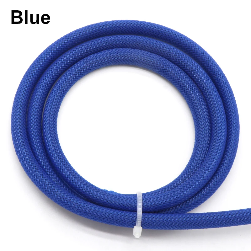 1~50m Blue PET Braid Sleeves 2/4/6/8/10/12/14/16/20/25/30/35/40/50/60mm High Density Snake Skin Wrap Sheath For Electric Cables