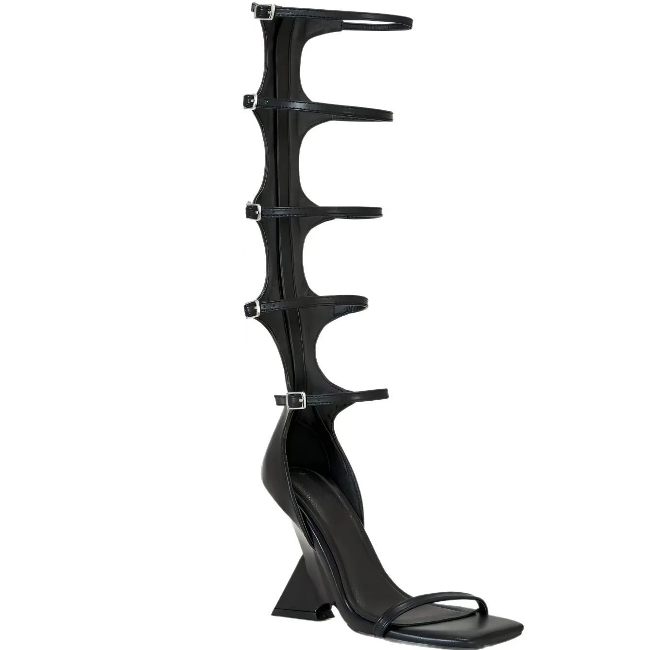 

Новые женские босоножки Bloomsteps с острым носком, высоким верхом, молнией сзади, в римском стиле, с кружевными вырезами, на тонком высоком каблуке