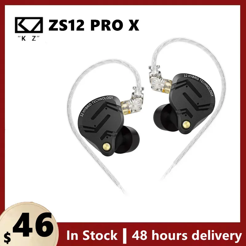 KZ ZS12 PRO X 1DD+5BA Tuning In-Ear Earbud Wired IEMs Metal Earphones Hybrid Drivers Monitor Headphones with Detachable  Cable