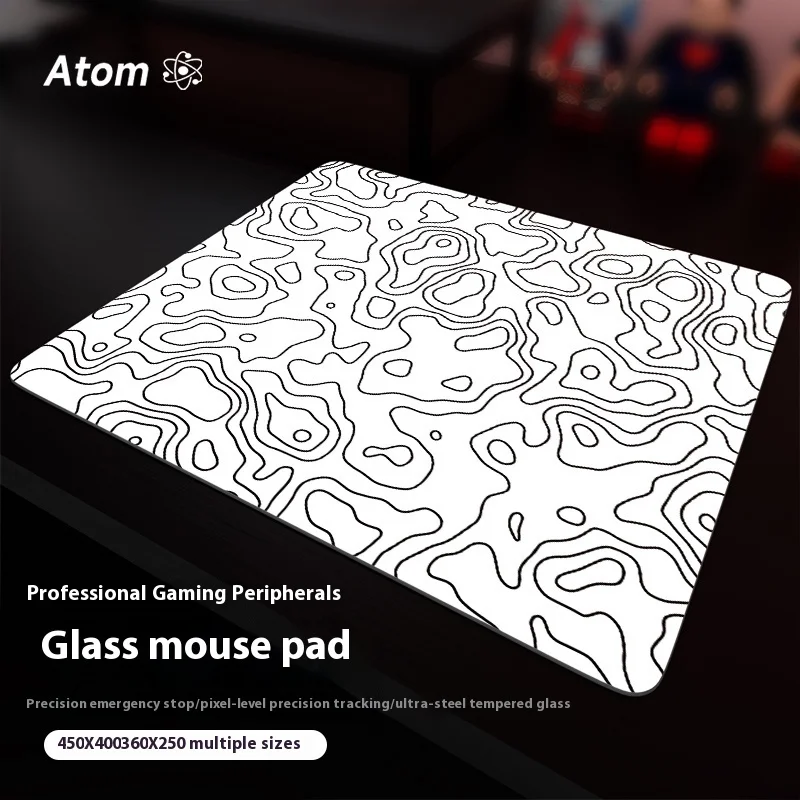 Atom PV Glass Mouse Pad Custom Tempered Upgraded Smooth FPS Esports Gaming Desk Mat Customizable Pattern Gamer Accessory