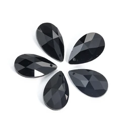 Muy Bien 5PCS Black Teardrop Crystal Glass Bead Chandelier Parts Suncatcher Prism Hanging Curtain Pendant for DIY Jewelry Making