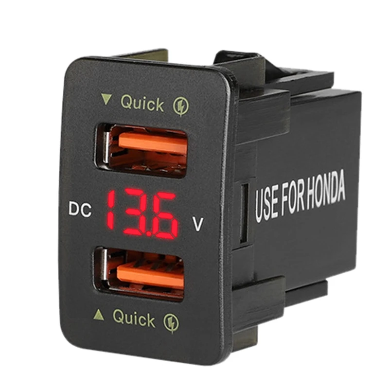 

36W Fast Car Charger QC3.0 Dual USB Fast Charger Waterproof Mobile Phone Charger For Honda