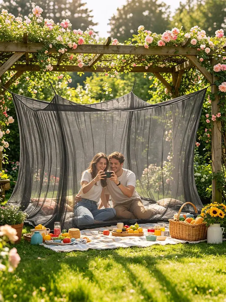Summer Four Corner Double Door Mosquito Foldable Insect Proof Garden Portable Breathable Outdoor Netting Backyard Camping Leisur