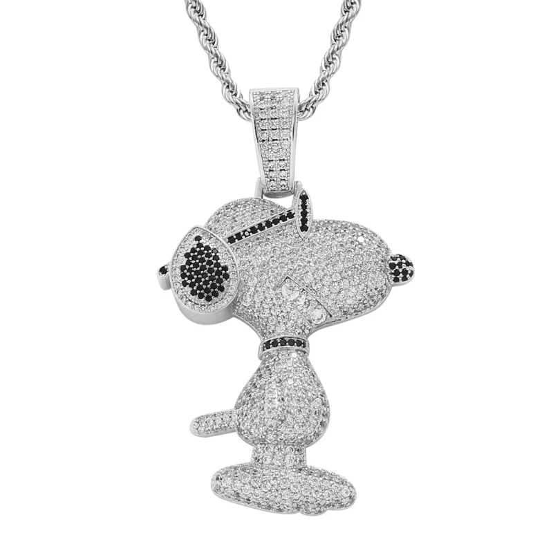 European and American Hip-hop Cartoon Snoopy Dog Pendant for Men and Women, Micro-encrusted Zircon Trendy Accessories