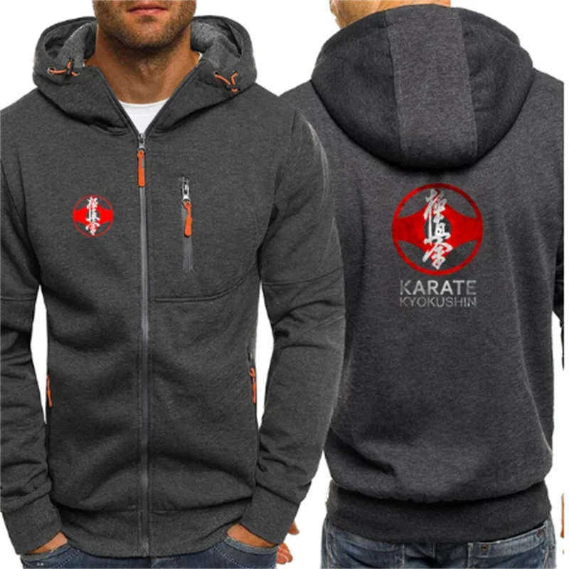 Autumn New Men\'s Hoodie Kyokushin Karate Printed Sweatshirt Casual Zipper Sports Hoodie