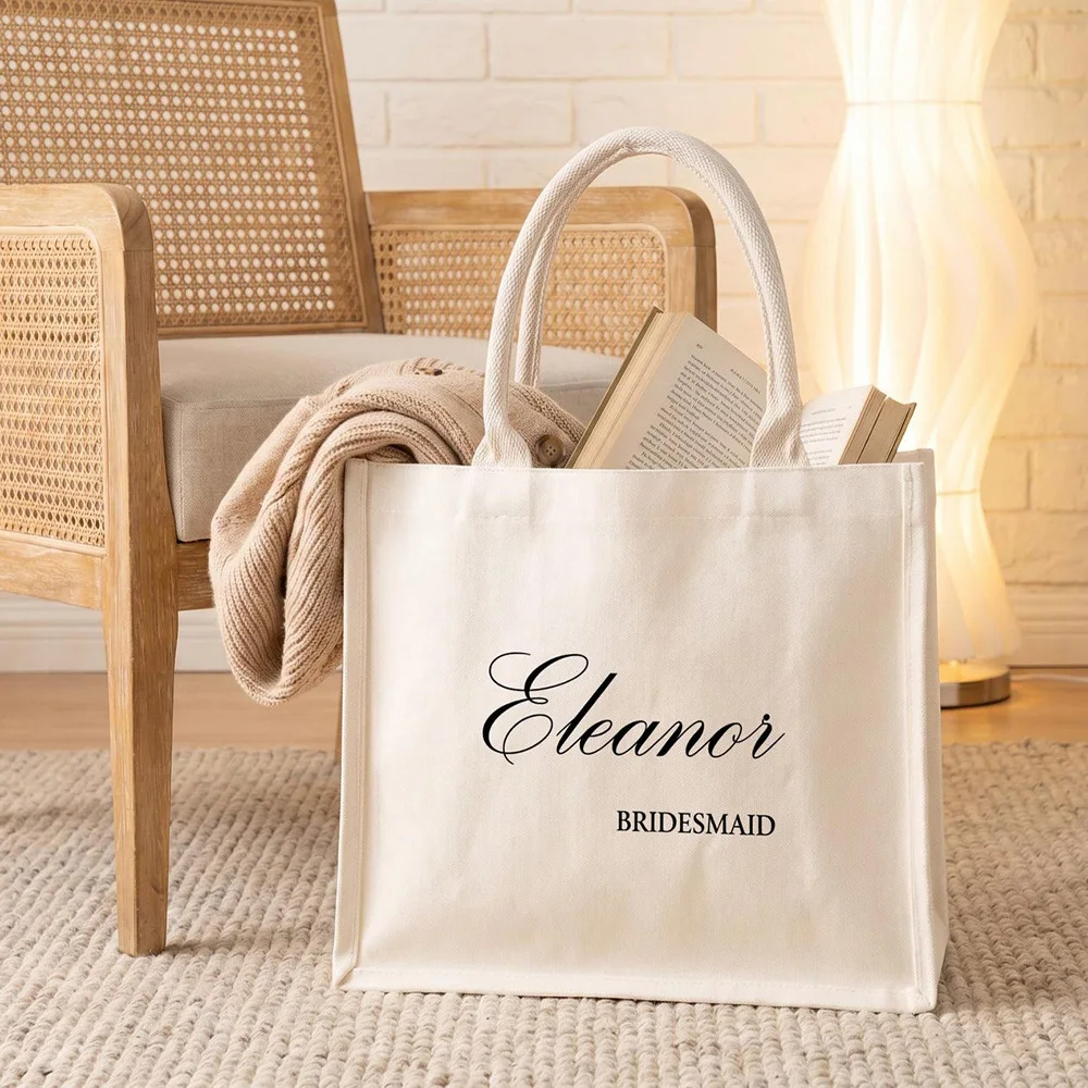 Custom Essential Tote Bag Washable Minimalist Style Simple Versatile for Women Daily Carry Shopping Travel Party