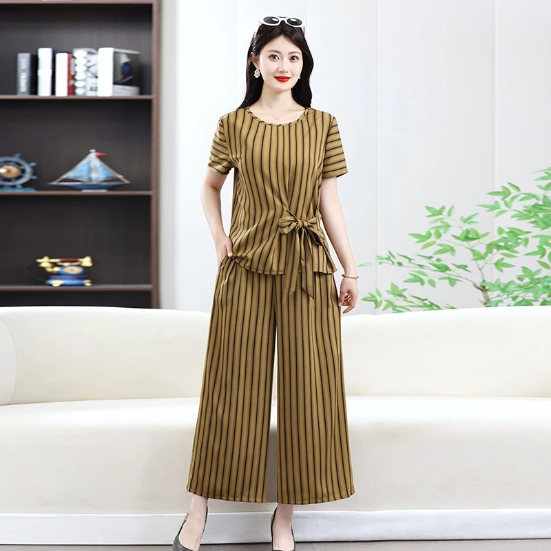 Vêtements pour femmes, coupe ample, costume imprimé complet, ensemble deux pièces, chemise imprimée et pantalon à jambes larges pour femmes d'âge moyen, ensembles 2 pièces