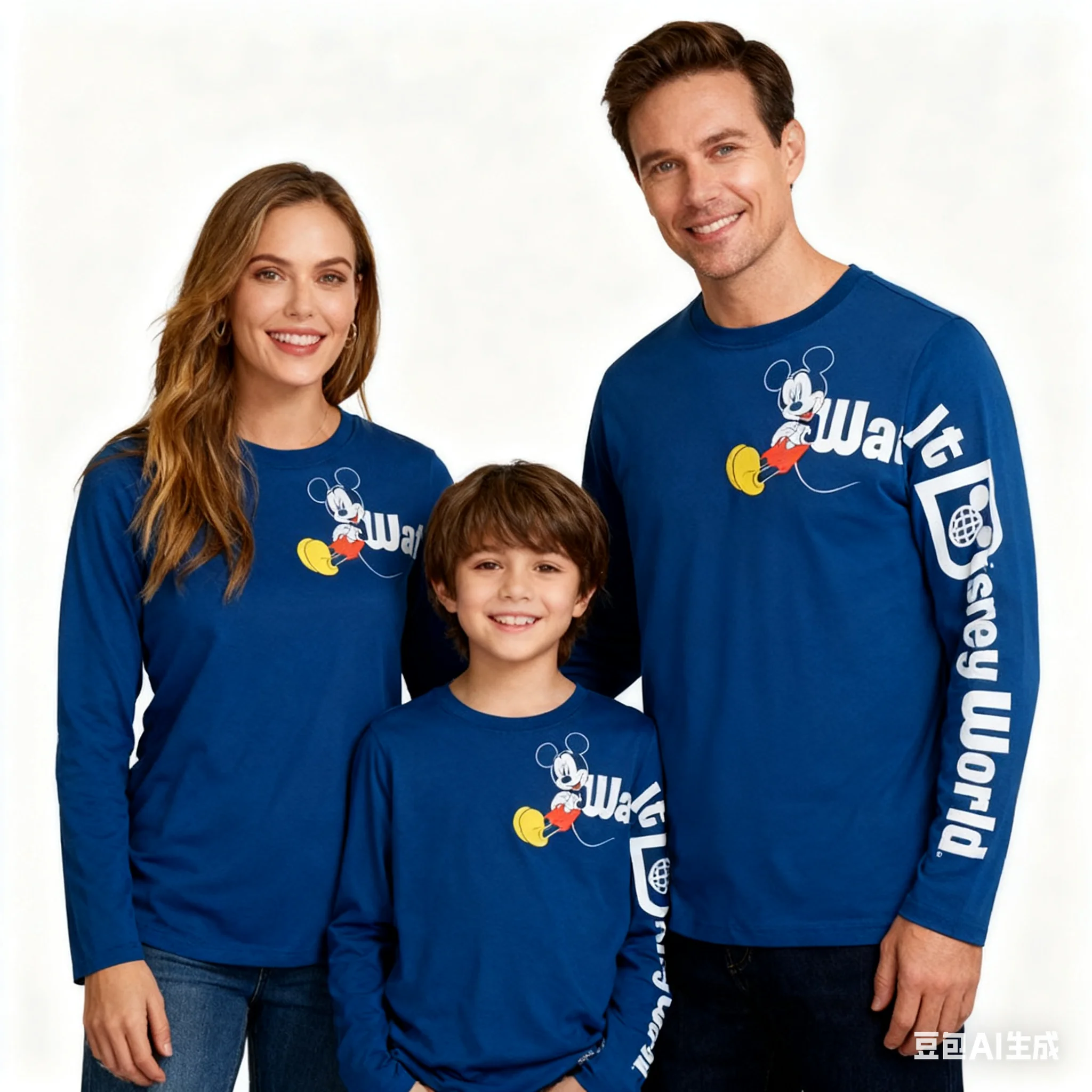 ديزني ميكي ماجيك كينغدوم رحلة عائلية الأب والابنة تي شيرتات طويلة الأكمام التجفيف السريع عادية مريح أنيق لينة بسط