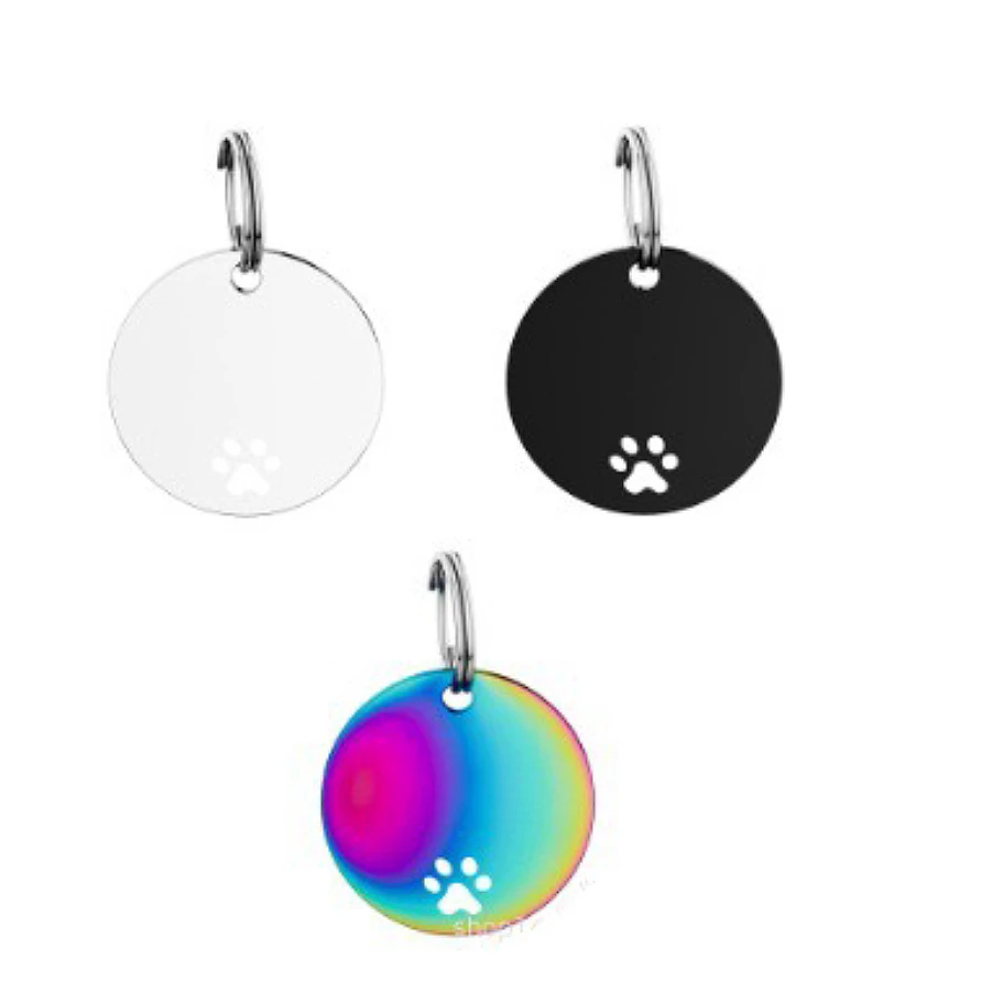 

20 Pieces Stainless Steel Circular Pet Claw Hollow Pet Custom Engraved Dog Tag Cat Tag Fashion Accessories Wholesale