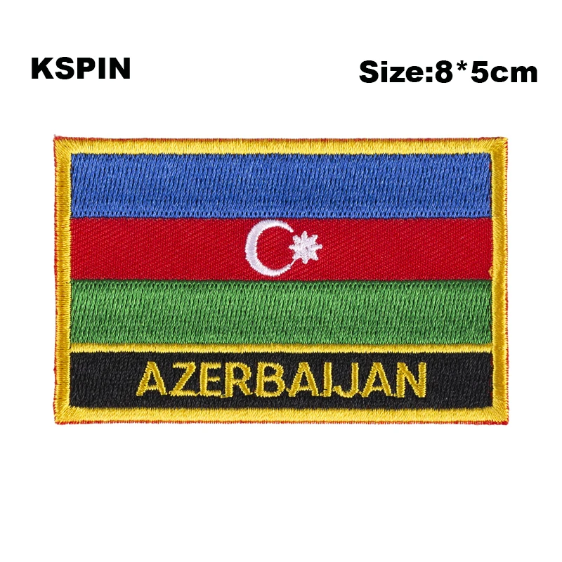 Azerbaijan Flag Embroidery Patches Iron on Saw on Transfer patches Sewing Applications for Clothes in Home&Garden