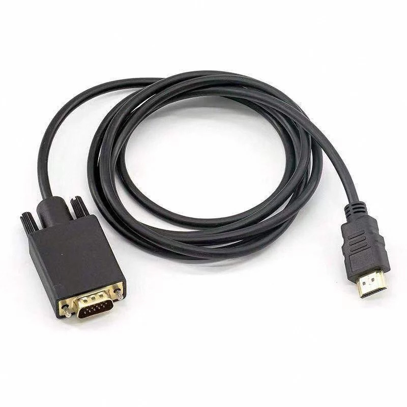 Cabo adaptador VGA para HDMI padrão, vídeo de alta definição, 1080p, projetor de tela, TV, 1,8 m