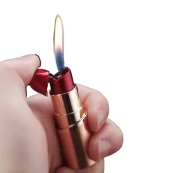 Lipstick Shape Lovely Cigarette Lighter Butane Open Flame Gas Free Fire Lighter Flint Lighter Lady's Smoking Christmas Gift