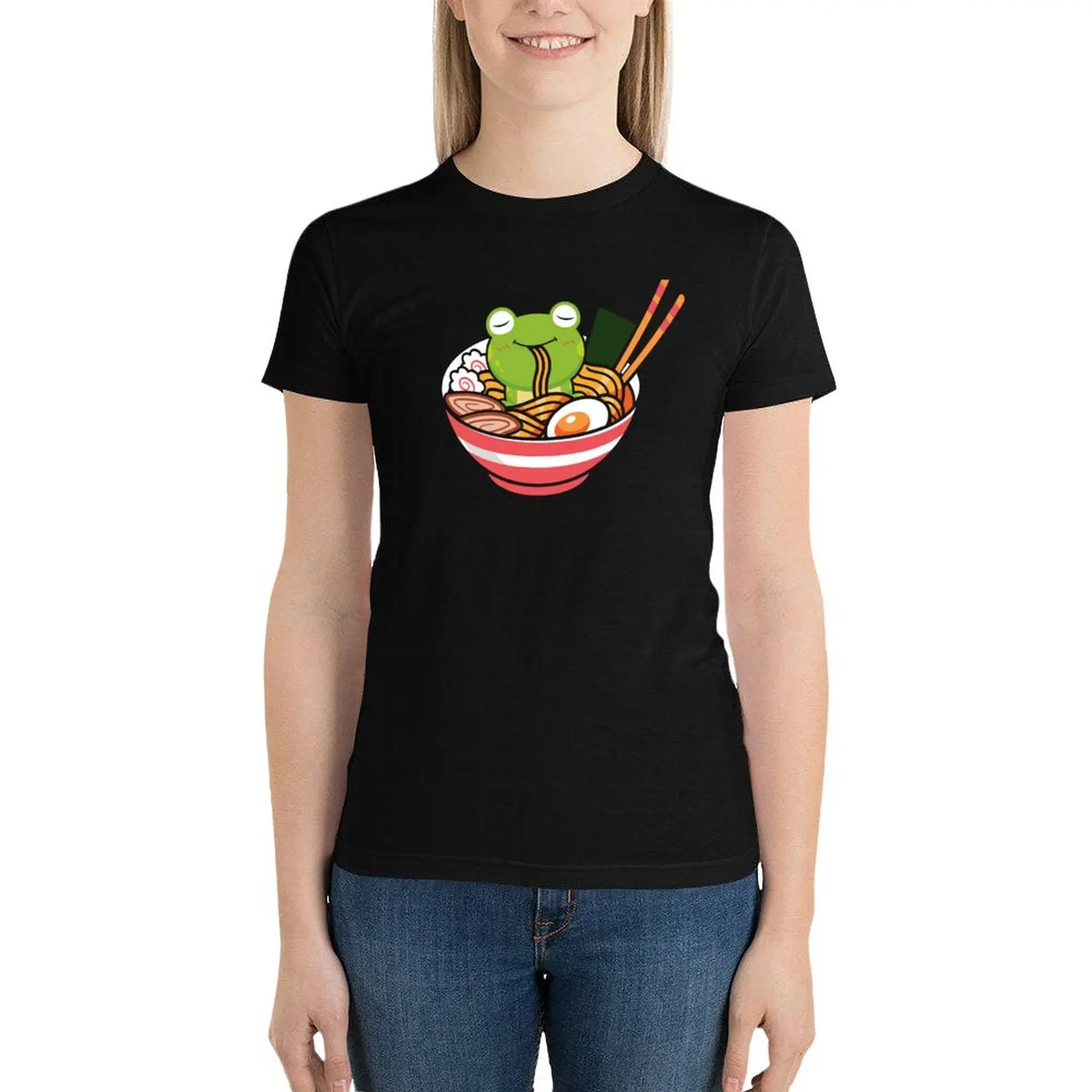 

Cute Kawaii Frog Ramen T-Shirt plus size tops tops Aesthetic clothing cat shirts for Women