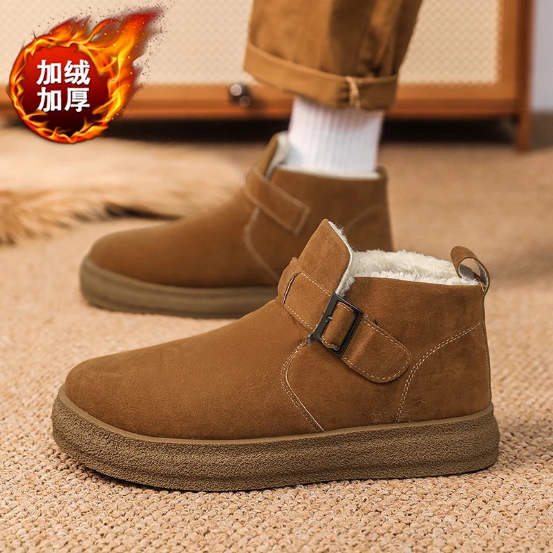 أحذية الثلوج الشتوية للرجال 2025، مبطنة بالفرو الصناعي ومقاومة للماء، مضادة للانزلاق لخروج الحضرية غير الرسمية