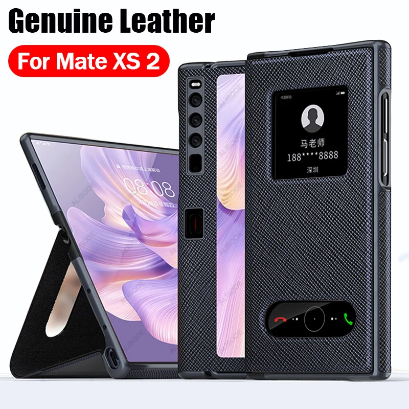 Genuine Leather for Huawei Mate XS 2 XS2 Flip Case Smart View Window Flip Cover for Huawei Mate XS 2 5G Case Fundas Capa