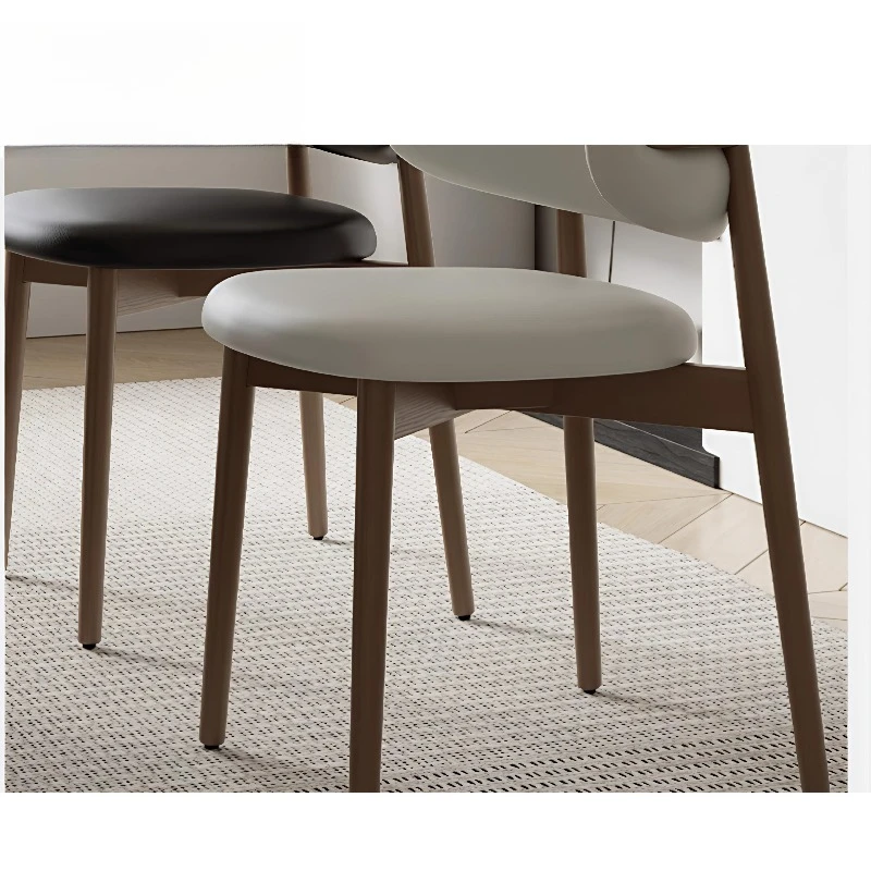 Modern high-end restaurant lounge chair stackable tan leather elegant wooden restaurant dining chair