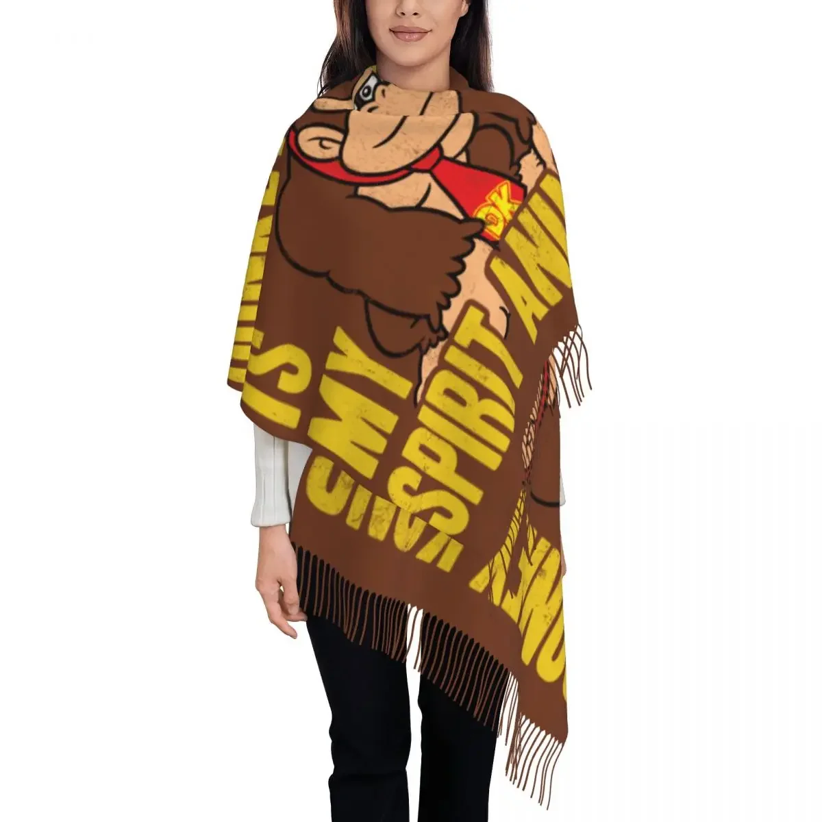 Custom Print Donkey Is My Spirit Animal Scarf Men Women Winter Warm Scarves Video Game Shawl Wrap