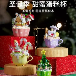 SEMBO 4IN1 Christmas Series Cake Cup Building Blocks Blind Box Santa Claus Xmas Puzzle Assembling Bricks Toys DIY For Kid Gift