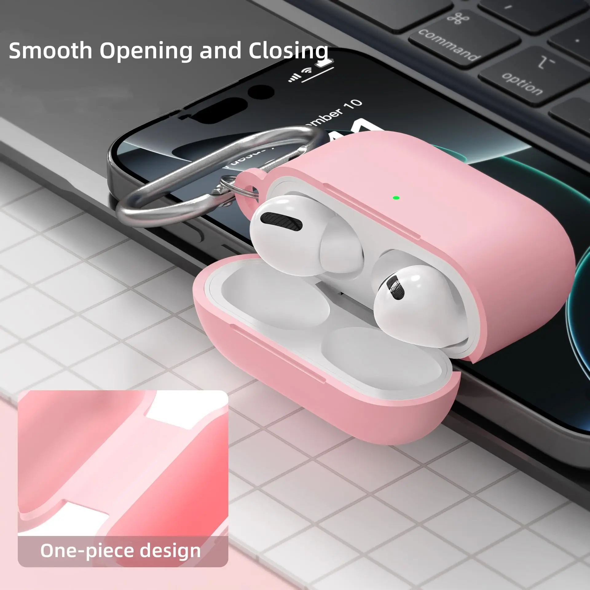 غطاء حافظة AirPods Pro 3 (2025) مع حافظة جلدية من السيليكون الناعم بسلسلة مفاتيح 【LED أمامي مرئي】 حماية كاملة لأجهزة AirPods Pro 3