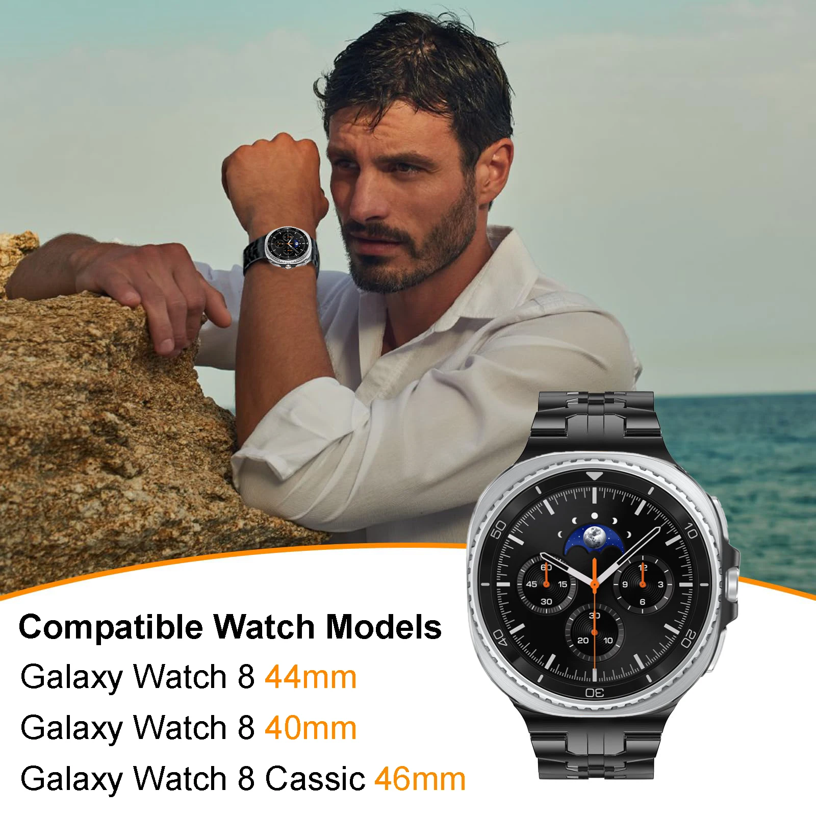 Stainless Steel Strap for Samsung Galaxy Watch8 40mm 44mm 8Classic 46mm Titanium Band Bracelet for Galaxy Watch Ultra (2025)47mm