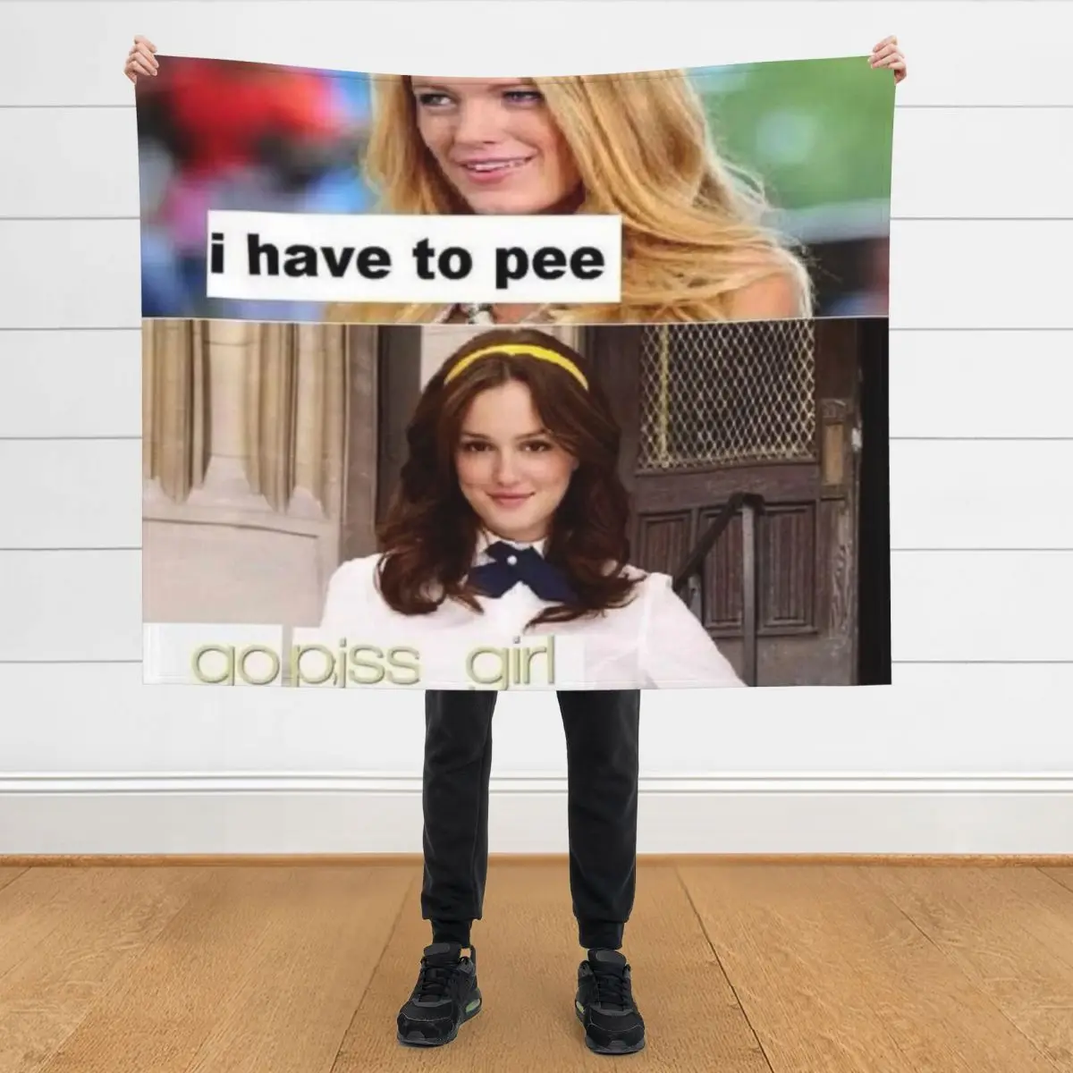 

i have to pee go piss girl Throw Blanket Flannel Fabric Sofas Luxury Throw Blankets