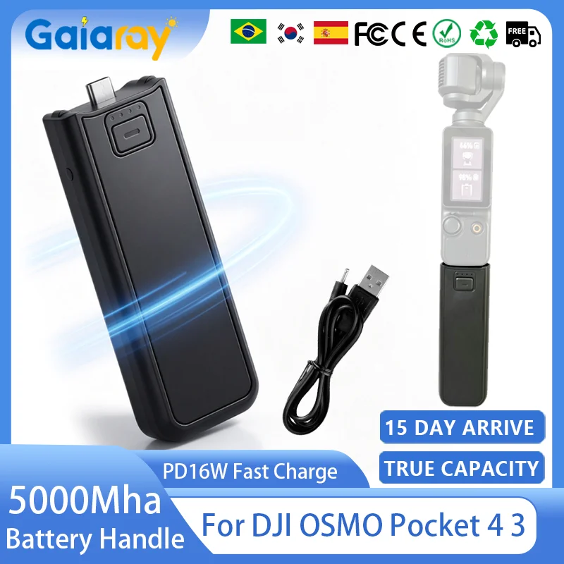 5000Mha High Capacity Battery Handle for DJI OSMO Pocket 4 3 Camera Hand Grip Holder Mount Portable Battery Handle For Pocket 3