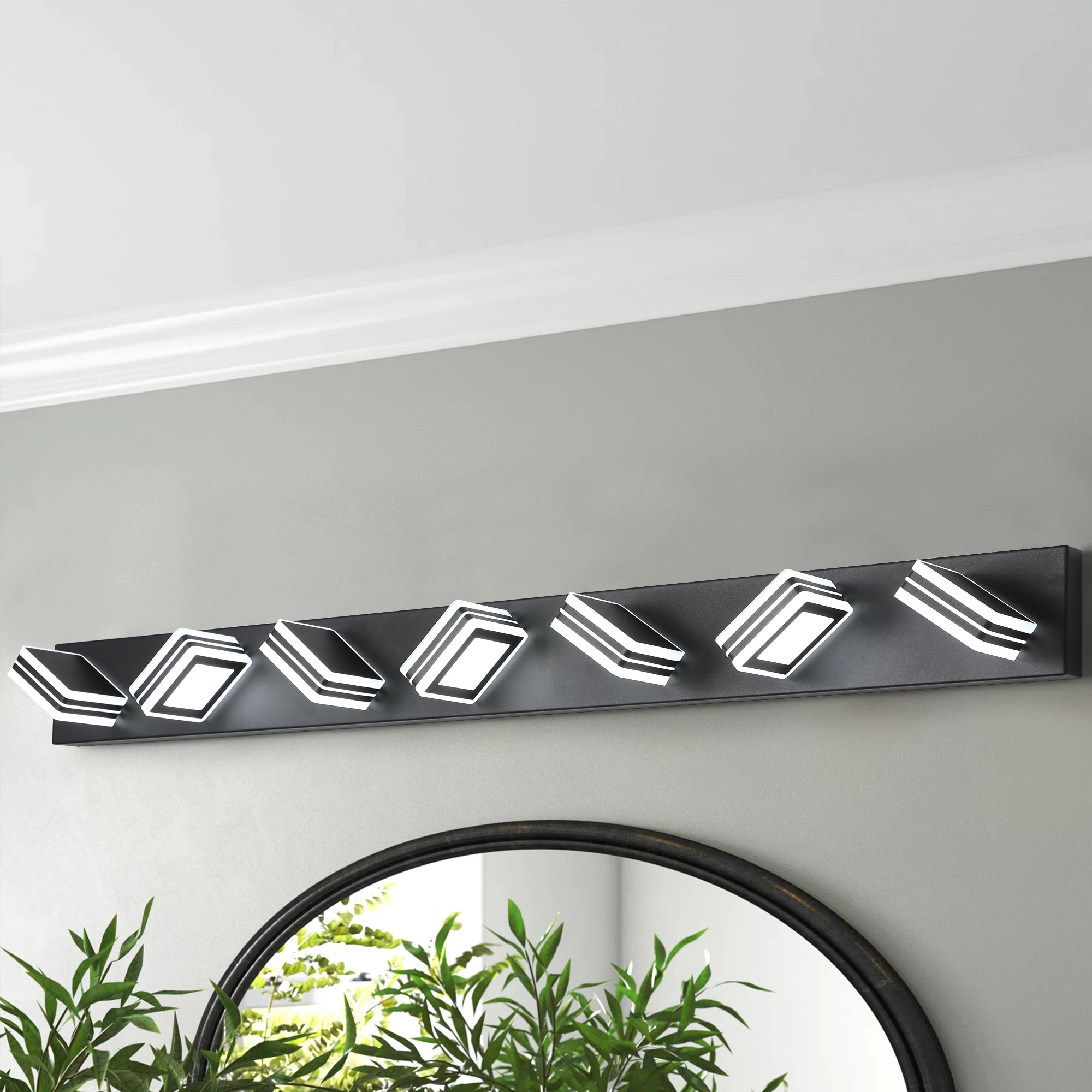 

LED Vanity Lights Modern Black Acrylic Matte Bathroom Vanity Lights Over Mirror, Wall Mounted Lighting Fixture 3-8 Lights