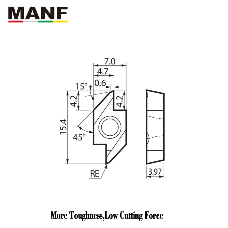 Imagem -02 - Manf Abw15r4005m Rasa de Sulco Inserções de Carboneto Cnc Cortador Torno Ferramentas de Corte Inserções para Volta Girando Aço Inoxidável