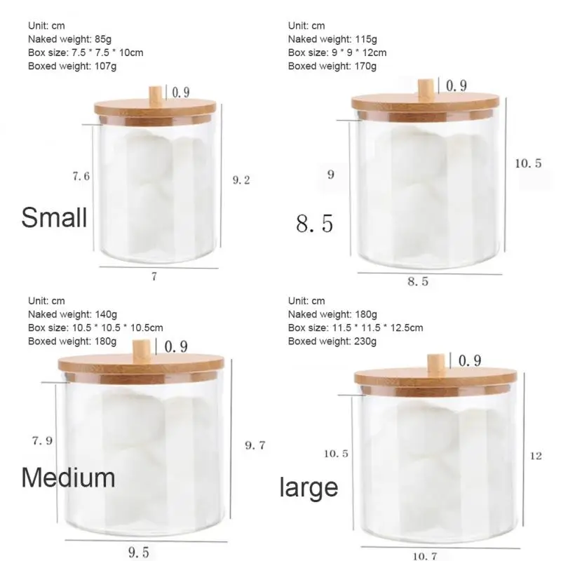 Acrylic Storage Box Bathroom Jar Makeup Organizer Cotton Round Pad Holder Cotton Swab Box Qtip Holder Dispenser with Bamboo Lid