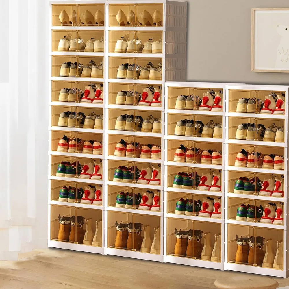 

Портативный органайзер для обуви, штабелируемый шкаф для хранения обуви с магнитной прозрачной дверью