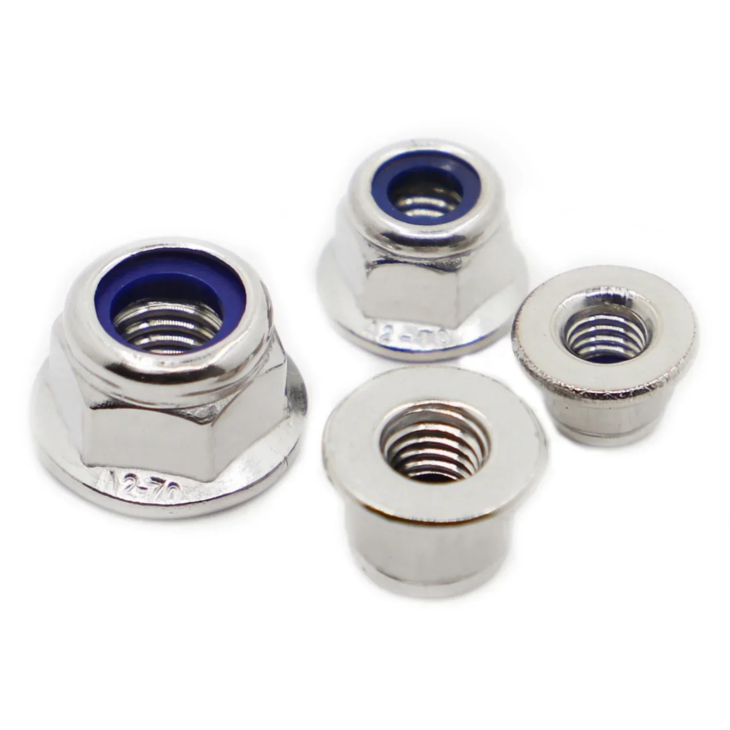 Tuerca de bloqueo de inserción de nailon con brida hexagonal M3 M4 M5 M6 M8 M10 M12, tuerca de bloqueo con brida hexagonal de acero inoxidable 304 A2