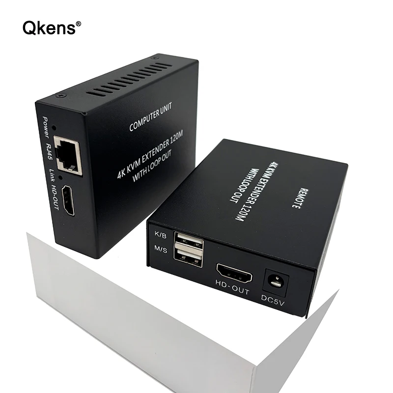 4K HDMI KVM Extender Over RJ45 Cat6 Cable 120M HDMI Ethernet Extender Video Transmitter and Receiver Support USB Mouse Keyboard
