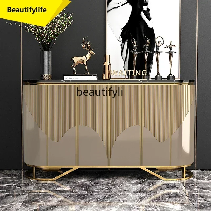 Q181  Italian porch cabinet light luxury high-end decorative cabinet model room design home living room wall side cabinet  lll l