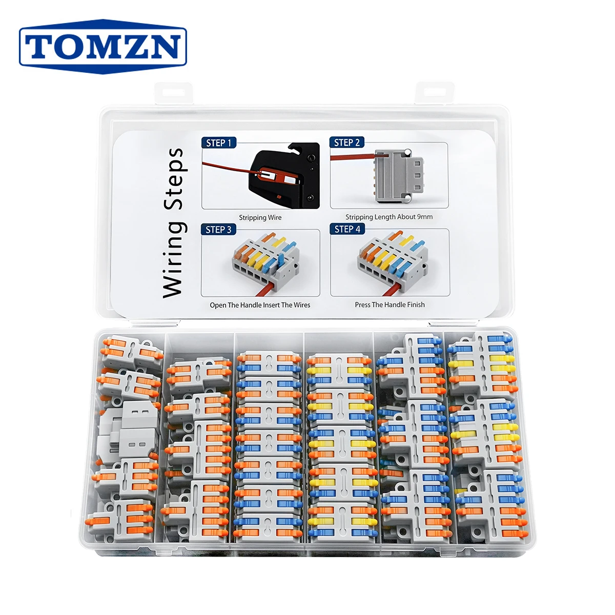 TOMZN 54PCS Quick Lever Wire Connectors 1IN 2/3/4/5OUT 2IN 2/4/6OUT 3IN 3/6/9OUT Splicing Terminal Blocks 32A for 28-12AWG