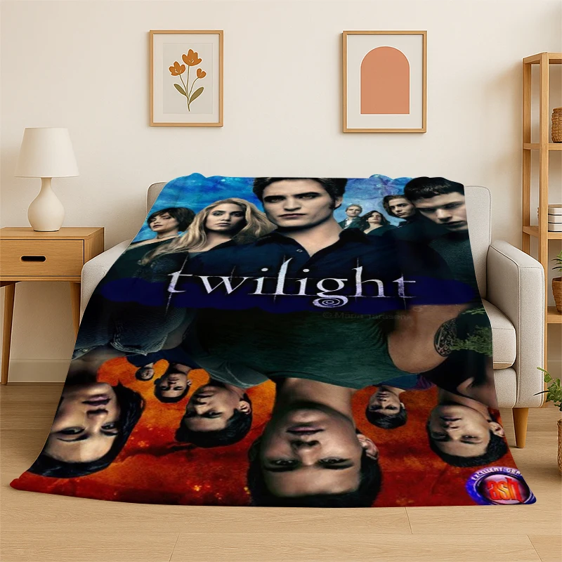 Classic Twilight Saga Edward Bella Flannel Blanket Soft Warm Throw Blanket for Bedroom Living Room Bed Travel Camping Picnic